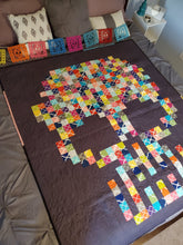 Load image into Gallery viewer, Bright colored pixel skull quilt