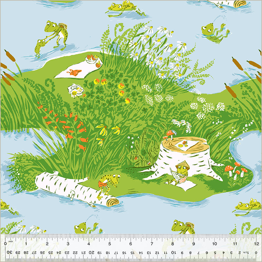 Heather Ross - Studio Edit - Frog Pond Blue - 1/2yd