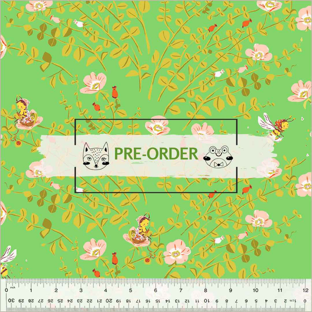 Heather Ross - Studio Edit -  Nanny Bee Green - 1/2yd - PRE-ORDER - JUNE 2025