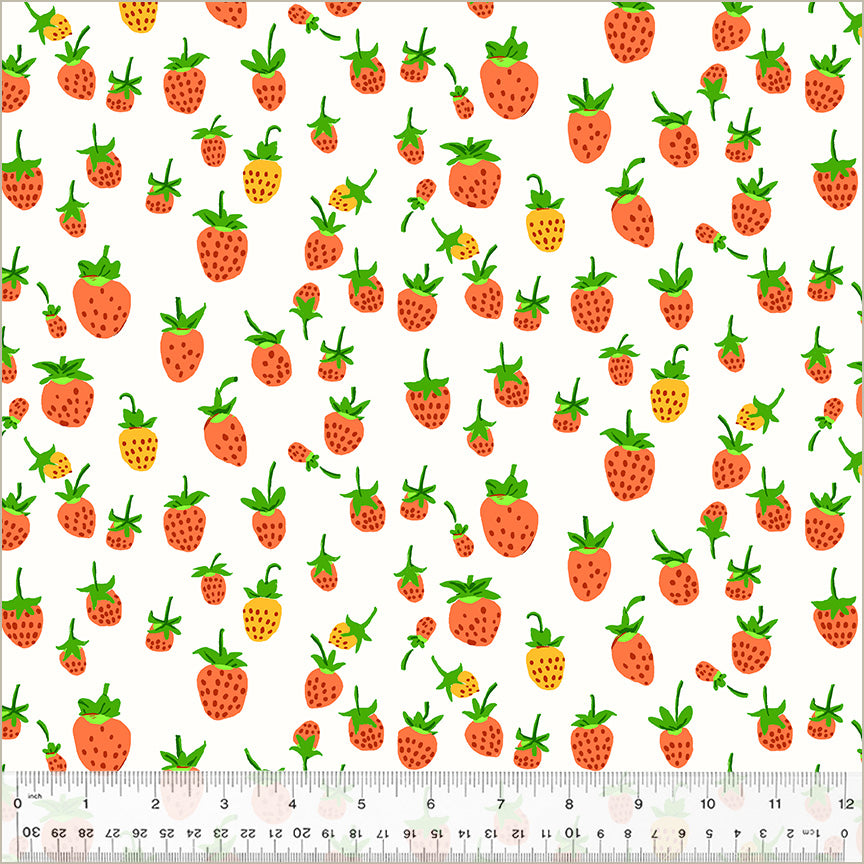 Heather Ross - Studio Edit - Strawberries White - 1/2yd