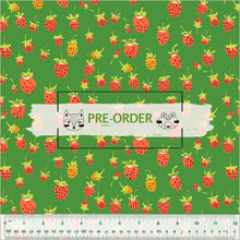 Load image into Gallery viewer, Heather Ross - Studio Edit - Strawberries Green- 1/2yd - PRE-ORDER - JUNE 2025
