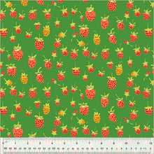 Load image into Gallery viewer, Heather Ross - Studio Edit - Strawberries Green- 1/2yd - PRE-ORDER - JUNE 2025
