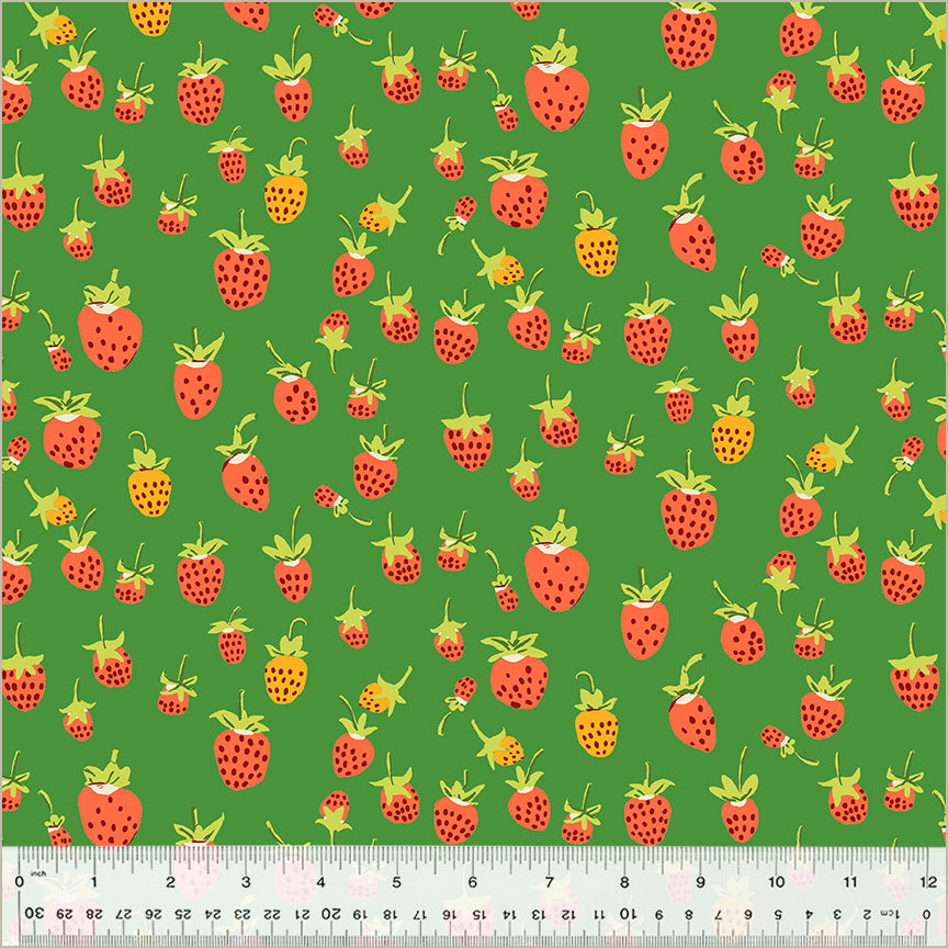 Heather Ross - Studio Edit - Strawberries Green- 1/2yd