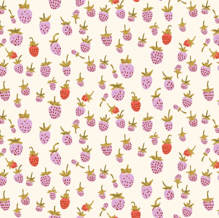 Heather Ross - Quilt Back - Lilac Strawberry - 1yd