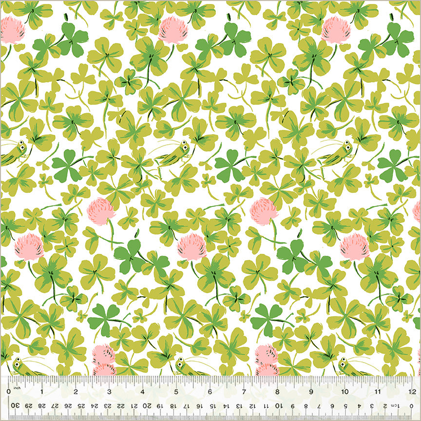 Heather Ross - Studio Edit -Cricket Clover Pink- 1/2yd