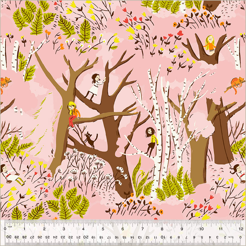 Heather Ross - Studio Edit - Girls in Trees Pink - 1/2yd