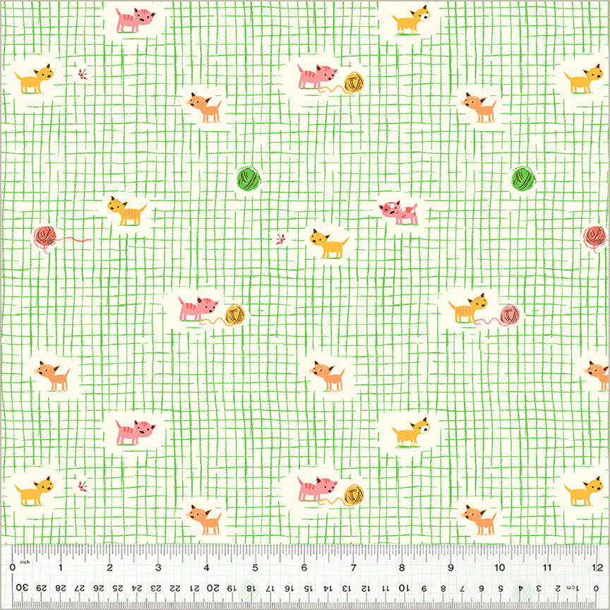 Heather Ross - Studio Edit - Kitten Plaid Green - 1/2yd