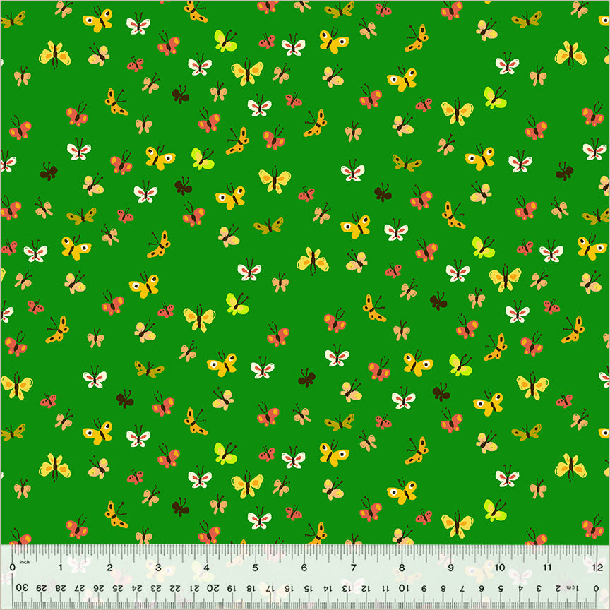 Heather Ross - Studio Edit - Butterflies Green- 1/2yd