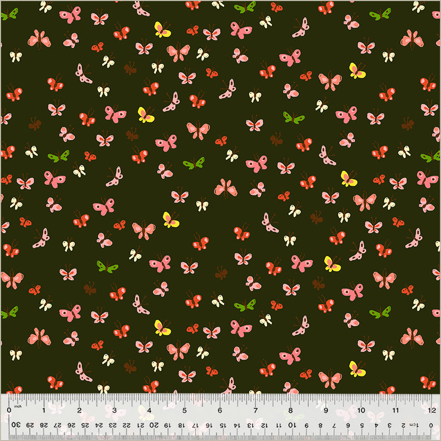 Heather Ross - Studio Edit - Butterflies Mud - 1/2yd