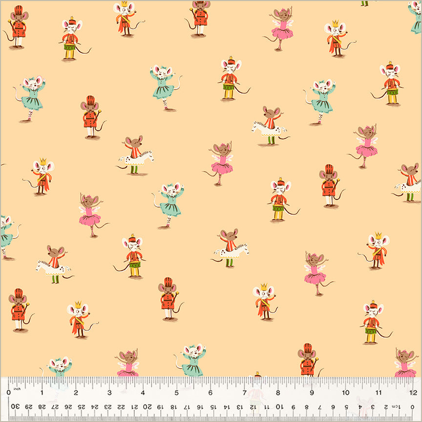 Heather Ross - Studio Edit - Nutcracker Mice Peach - 1/2yd