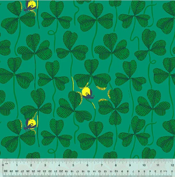 Heather Ross - Quilt Back - Green Fireflies - 1yd
