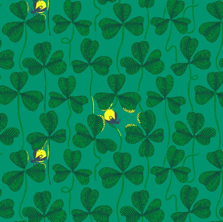 Heather Ross - Quilt Back - Green Fireflies - 1yd
