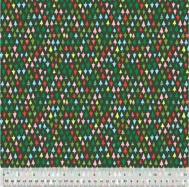 Happy Pawlidays - Tiny Trees - Soft Black - 1/2yd