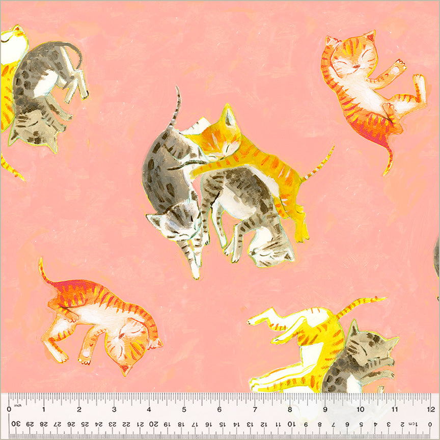 Heather Ross by Hand - Barn Kittens Salmon