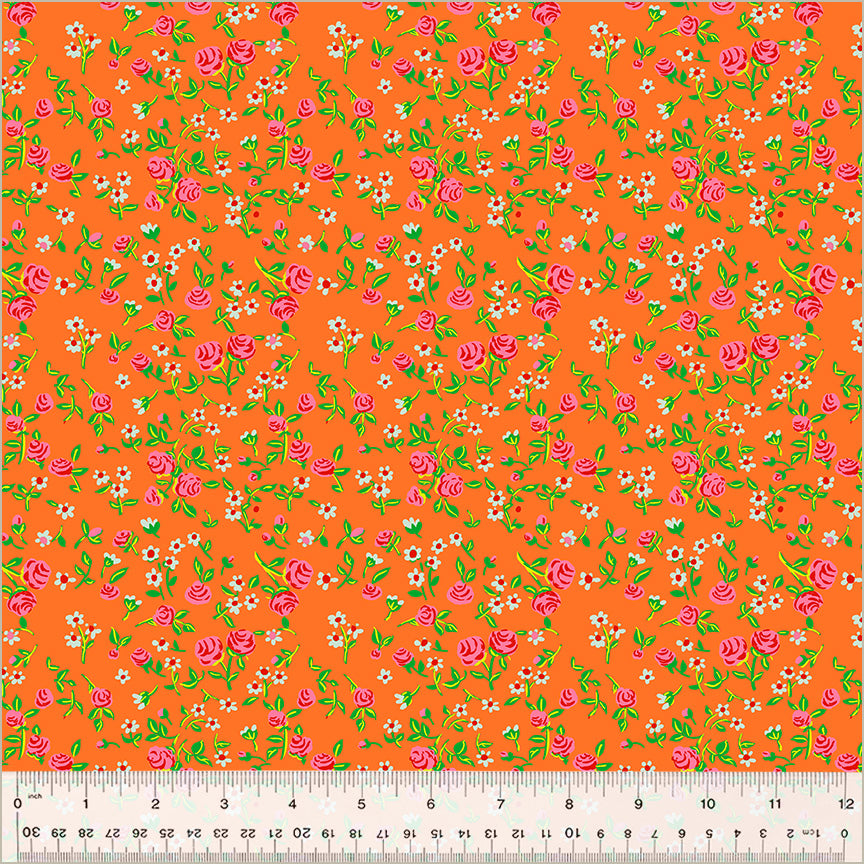 Heather Ross by Hand - Mousy Floral Tangerine