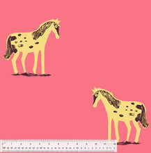 Load image into Gallery viewer, Heather Ross - Quilt Back - Hot Pink Wild Ponies - 1yd
