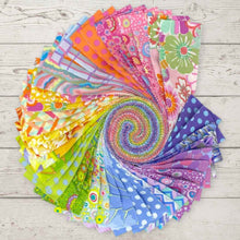 Load image into Gallery viewer, beautiful pastel Jelly Roll called Sorbet is part of Kaffe Fassett&#39;s Classic collection containing floral and print motifs in pastel colors. 40 strips of fabric, some duplicates.
