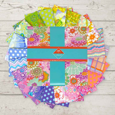 This collection of Sorbet 10 inch squares by Kaffe Fassett is a neat collection of florals and prints in pastel colors. 42 fabrics, each approximately 10