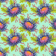 Floral Reef - Friends & Anemones - Seafoam - 1/2yd