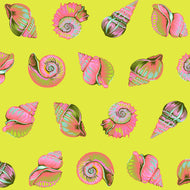 Floral Reef - Lil Shelly - Seagrass - 1/2yd