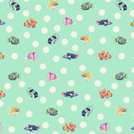 Floral Reef - School Crossing - Seafoam - 1/2yd