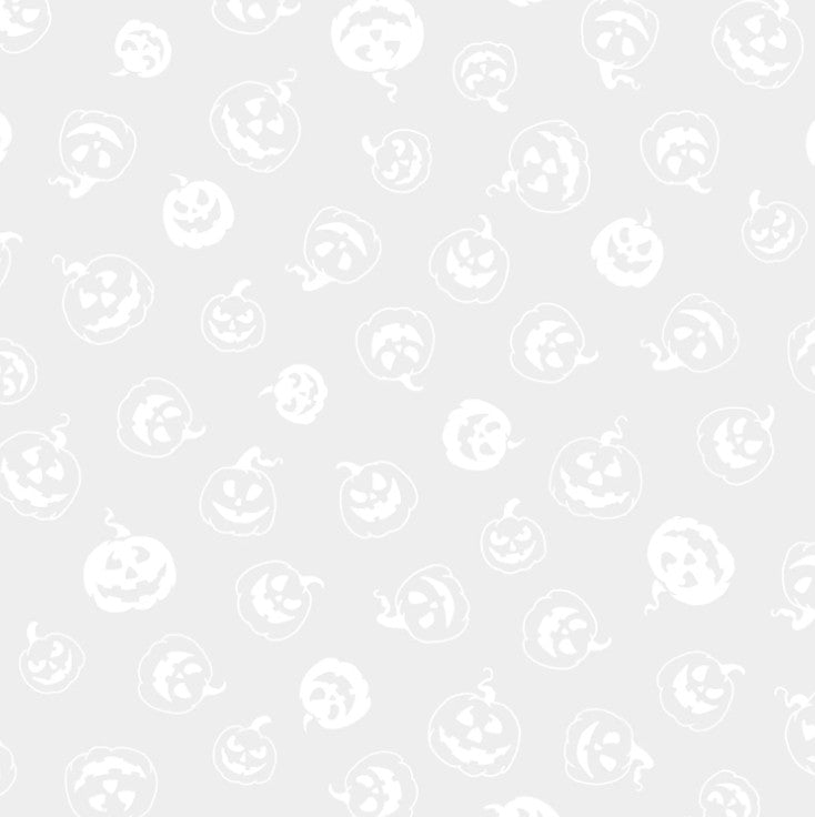 Jack-O-Lanterns White on White - 1/2yd