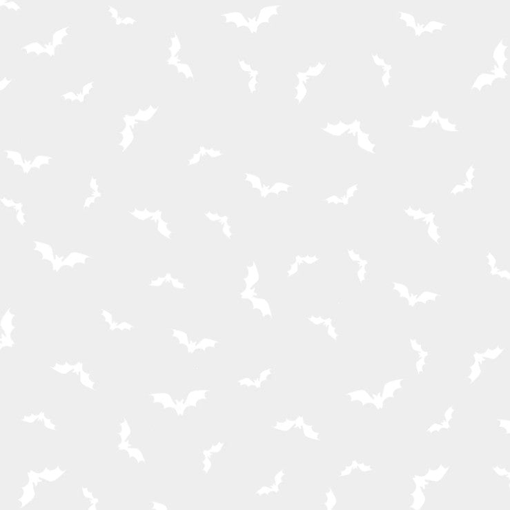 Flying Bats White on White - 1/2yd