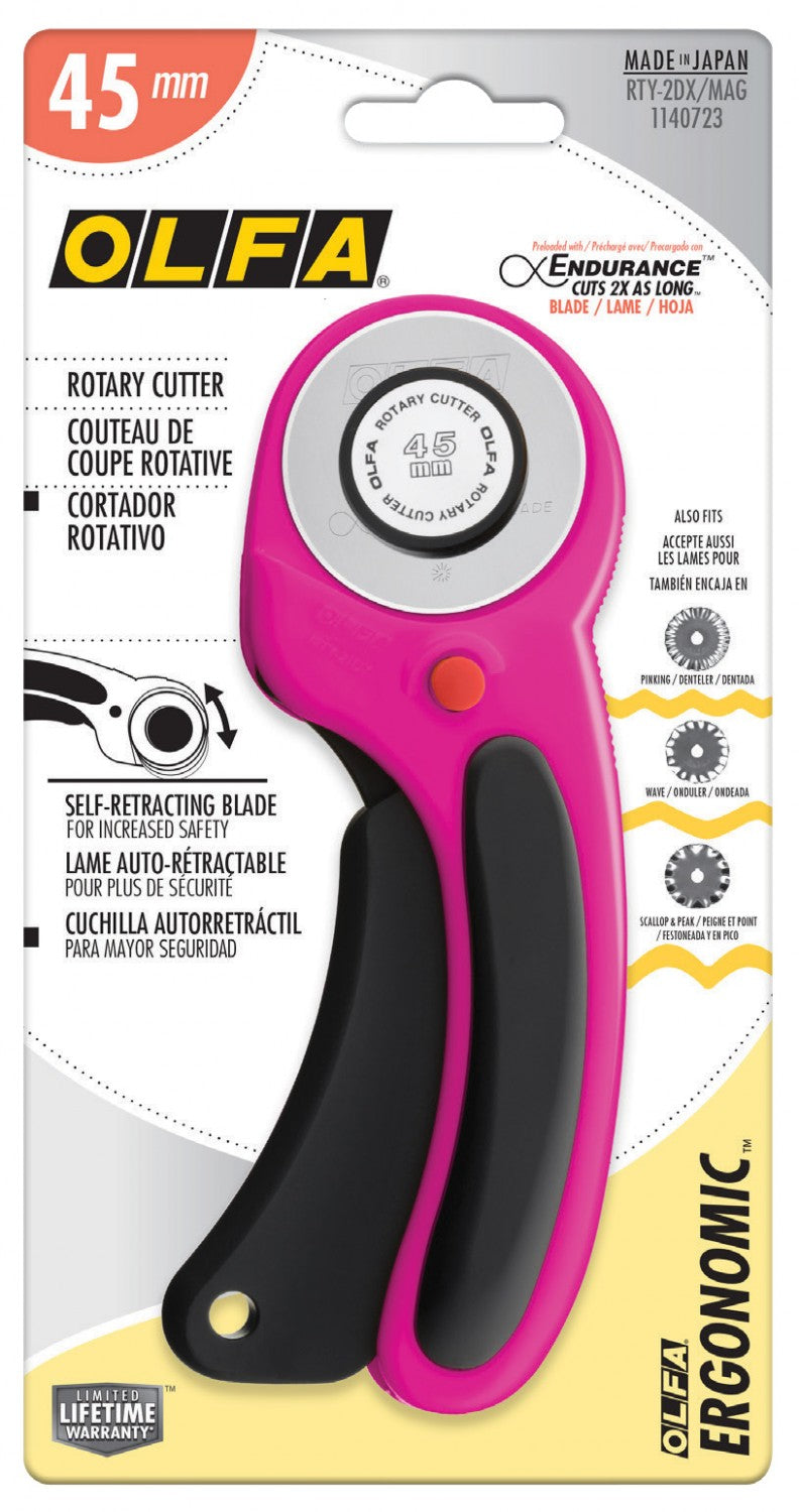 Olfa 45mm Ergonomic Rotary Cutter Magenta