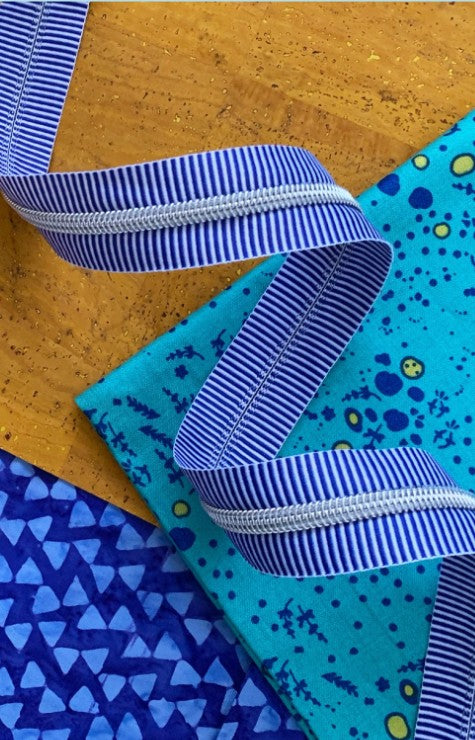 Blue Stripe Zipper Tape with Nickel Teeth
