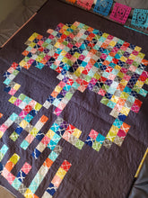 Load image into Gallery viewer, Bright colored pixel skull quilt
