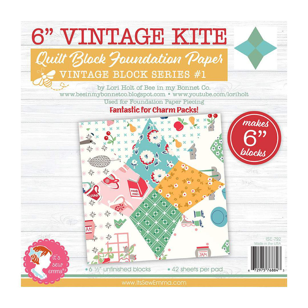 It's Sew Emma 6in Vintage Kite Quilt Block Foundation Paper