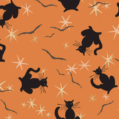 Retro Hallween Orange Black Cats (Y3248-36)