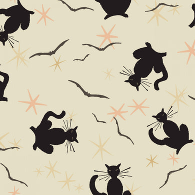 Retro Halloween Cream Black Cats (Y3248-57)